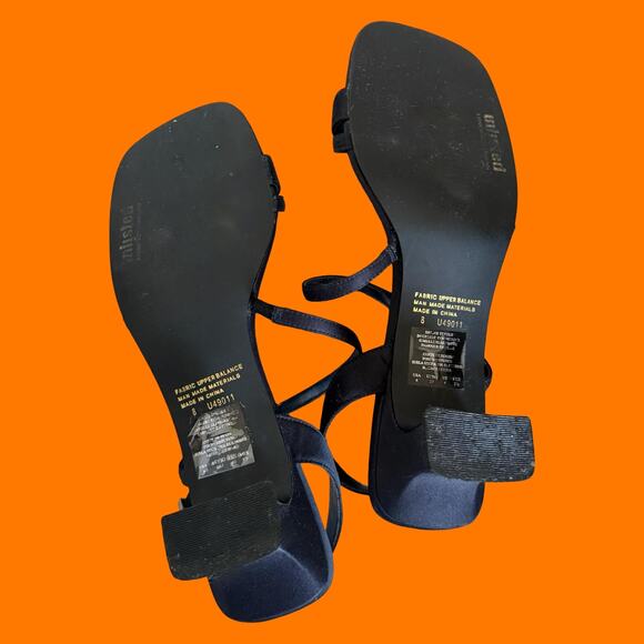 90's 00's vintage navy satin strappy y2k heels US Size 8 Kenneth Cole - Picture 3 of 6